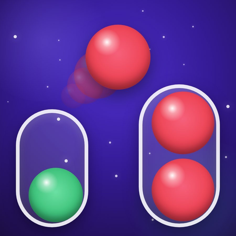 SnapSort key art: colorful balls sorted into shelves
